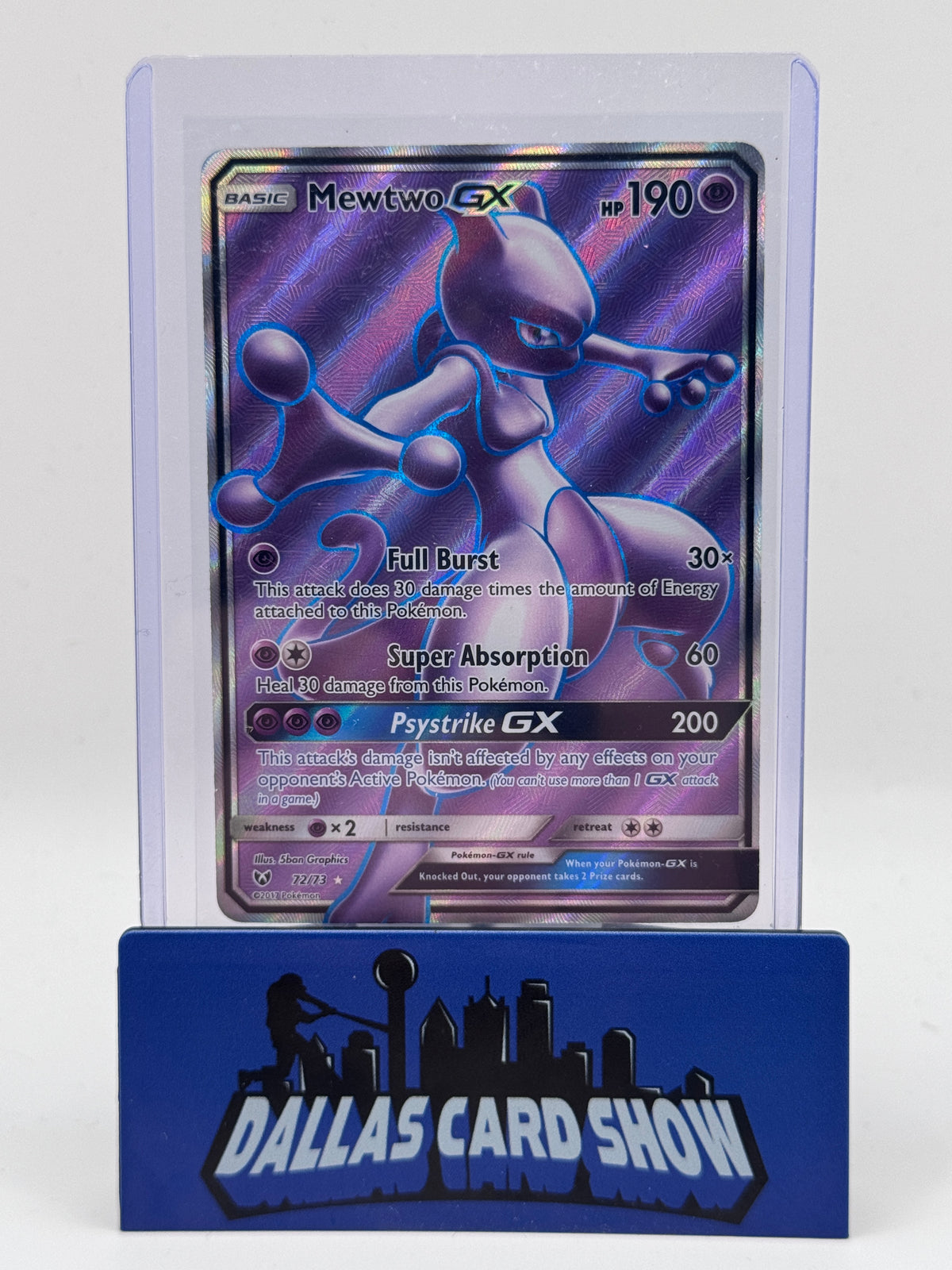 2017 Pokemon - Mewtwo GX (Full Art) - 72/73 Shining Legends NM
