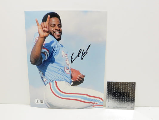 EARL CAMPBELL Houston Oilers HOOK 'EM SIGNED 8x10 PHOTO Texas Longhorns BAS