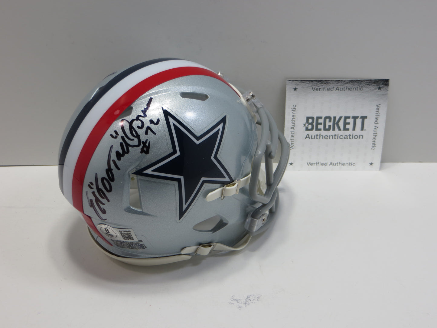 ED TOO TALL JONES SIGNED DALLAS COWBOYS 1976 MINI HELMET BAS COA