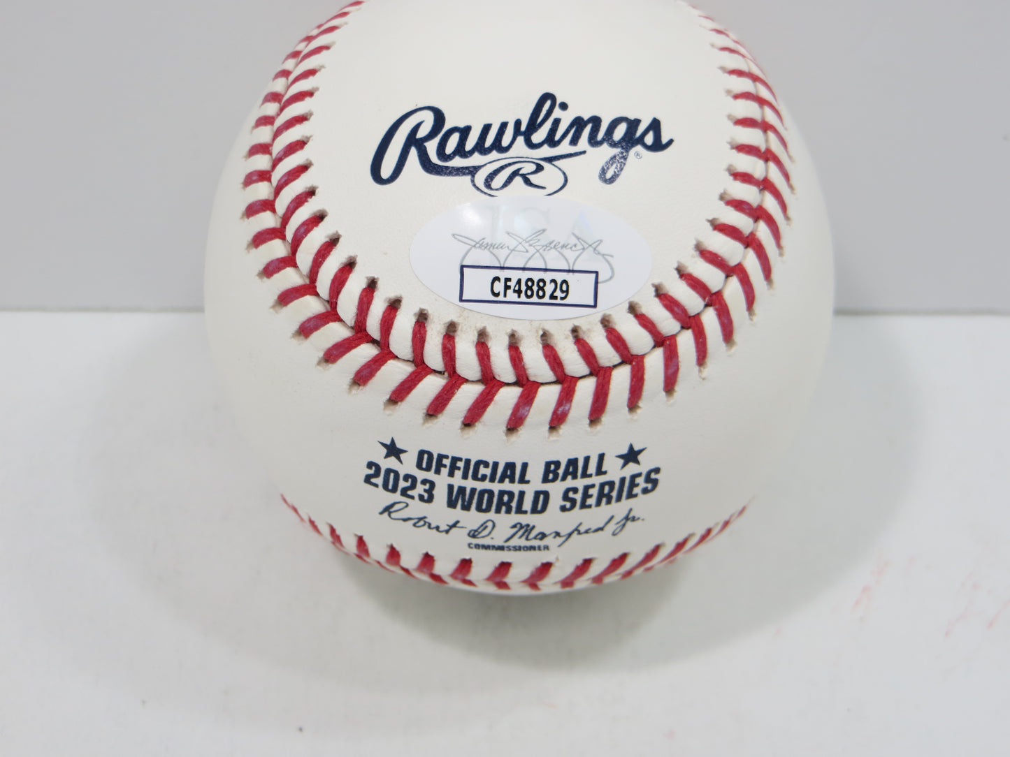 BRUCE BOCHY SIGNED Rawlings 2023 World Series BASEBALL w/INSC Texas Rangers JSA