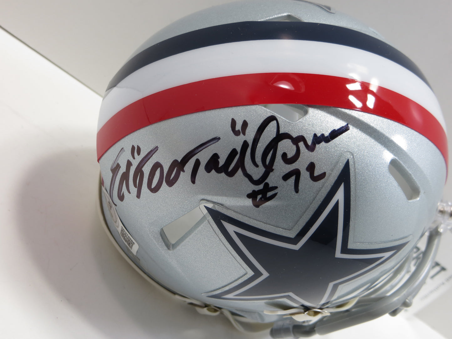 ED TOO TALL JONES SIGNED DALLAS COWBOYS 1976 MINI HELMET BAS COA