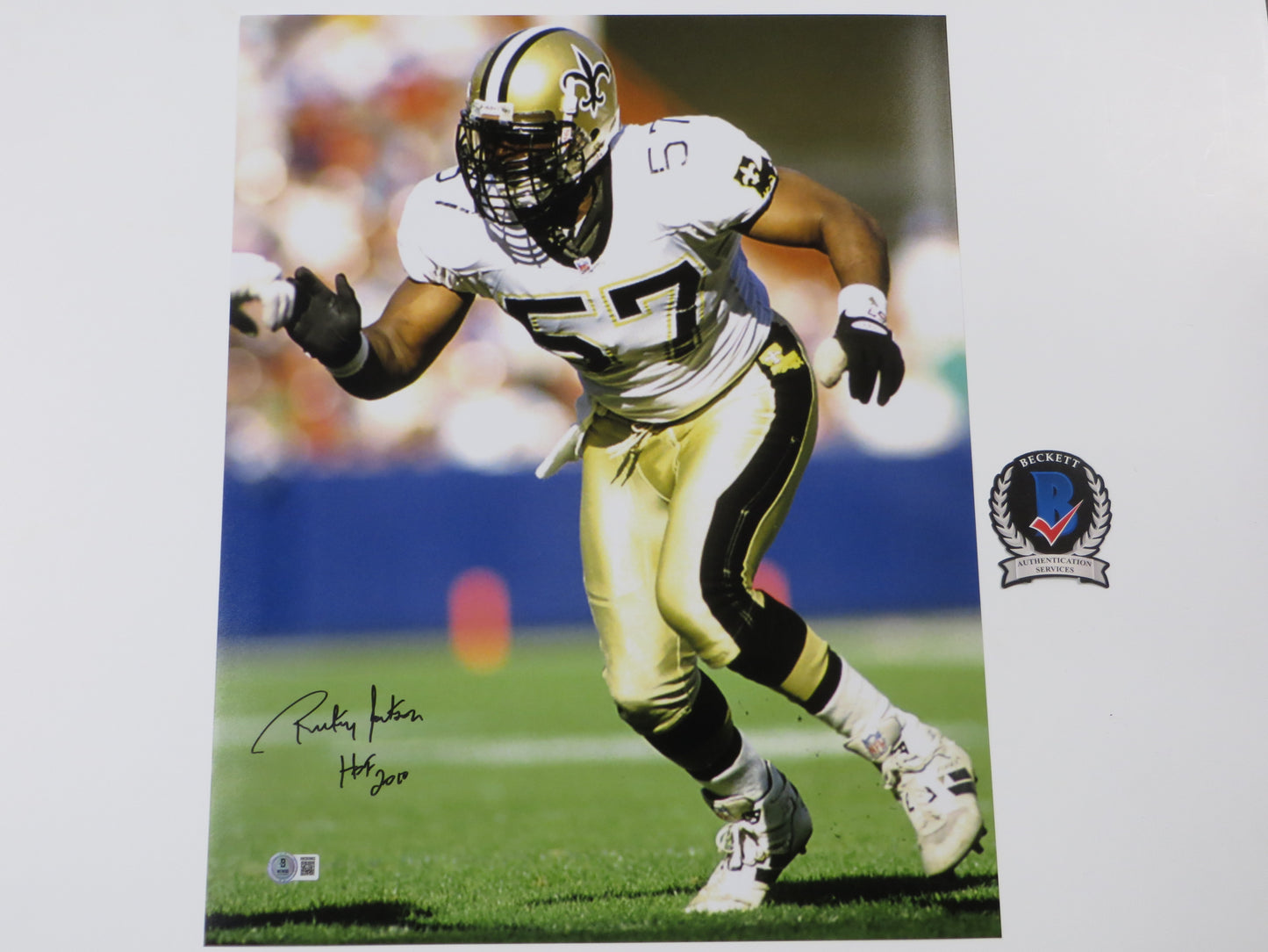RICKEY JACKSON NEW ORLEANS SAINTS SIGNED 16x20 PHOTO w/HOF 2010 BAS COA