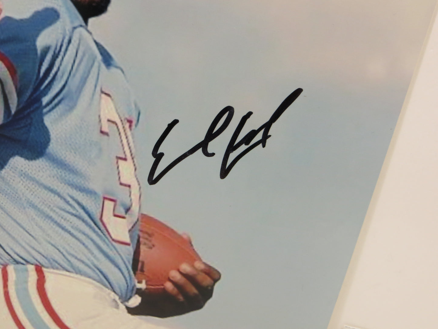 EARL CAMPBELL Houston Oilers HOOK 'EM SIGNED 8x10 PHOTO Texas Longhorns BAS