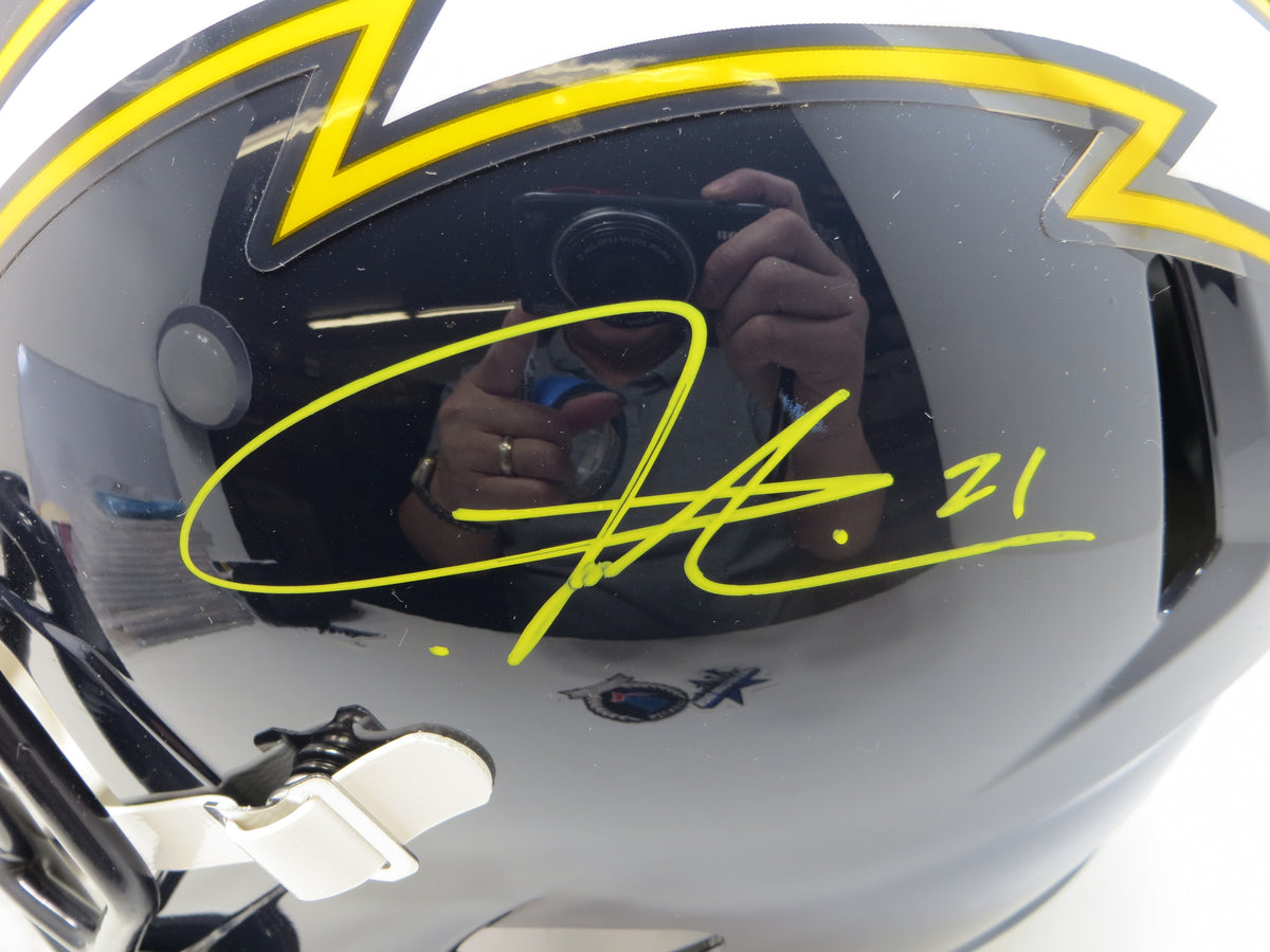 LaDAINIAN TOMLINSON CHARGERS SIGNED Throwback FULL SIZE HELMET TCU BAS