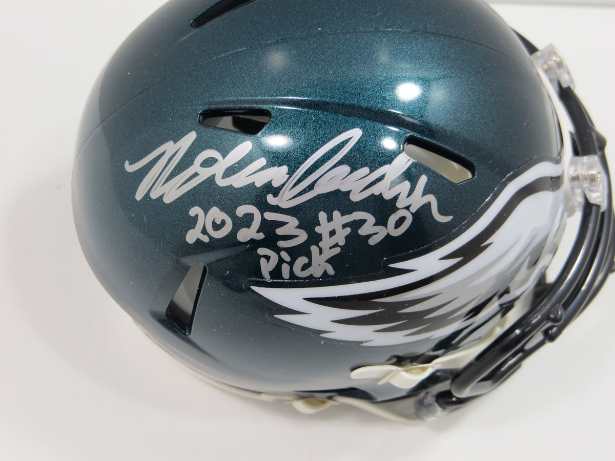 NOLAN SMITH SIGNED PHILADELPHIA EAGLES MINI HELMET w/INSC #1/15 Fanatics
