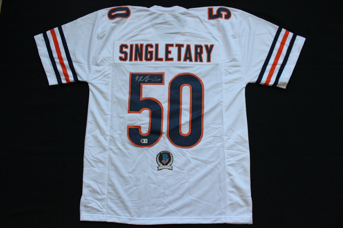 MIKE SINGLETARY CHICAGO BEARS SIGNED WHITE JERSEY Baylor Bears BAS COA