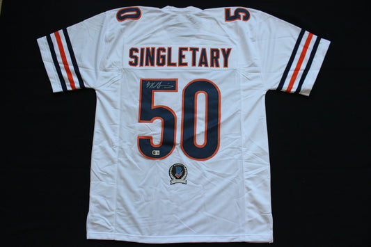 MIKE SINGLETARY CHICAGO BEARS SIGNED WHITE JERSEY Baylor Bears BAS COA