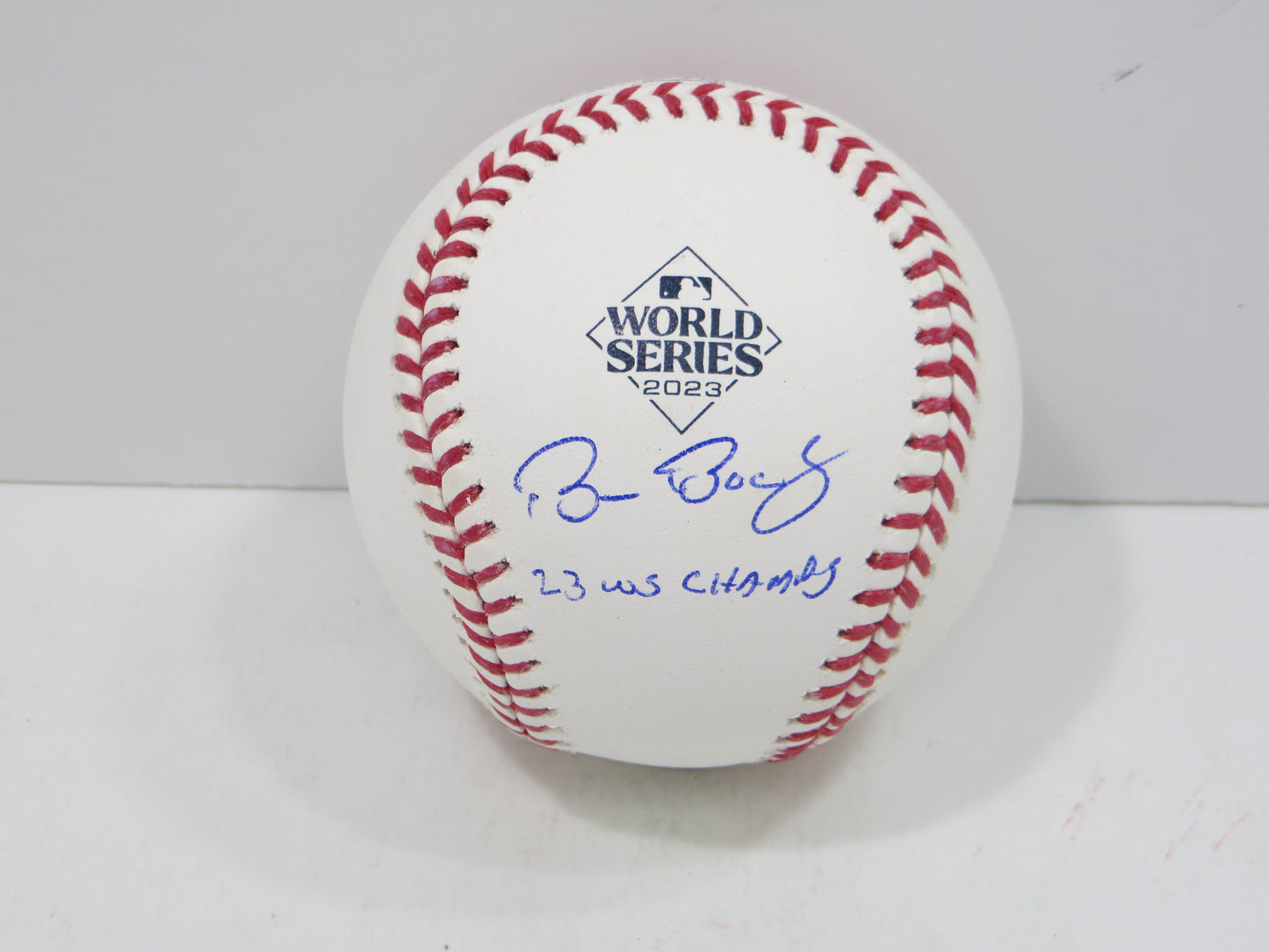 BRUCE BOCHY SIGNED Rawlings 2023 World Series BASEBALL w/INSC Texas Rangers JSA