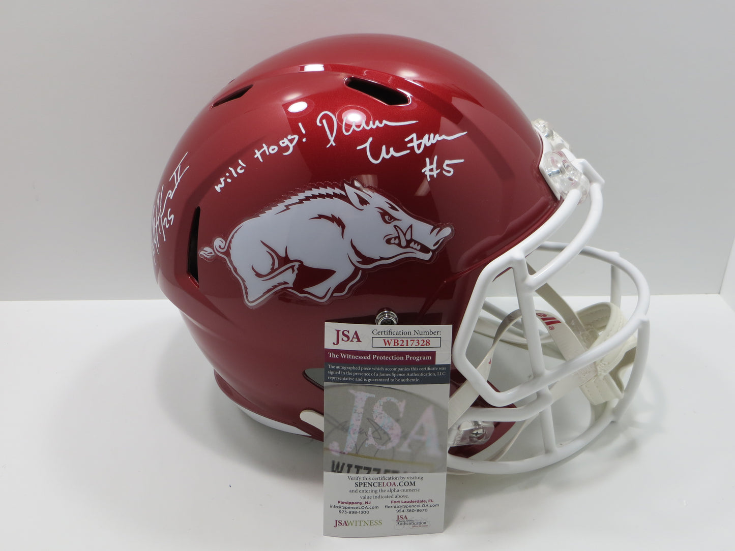 DARREN McFADDEN FELIX JONES SIGNED ARKANSAS RAZORBACKS HELMET w/WildHogs JSA