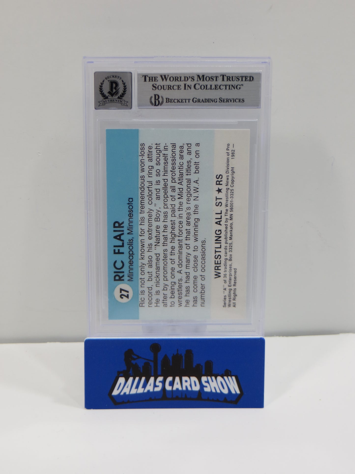 RIC FLAIR SIGNED 1982 Wrestling All Stars REPRINT Card BGS BAS SLAB AUTO 10