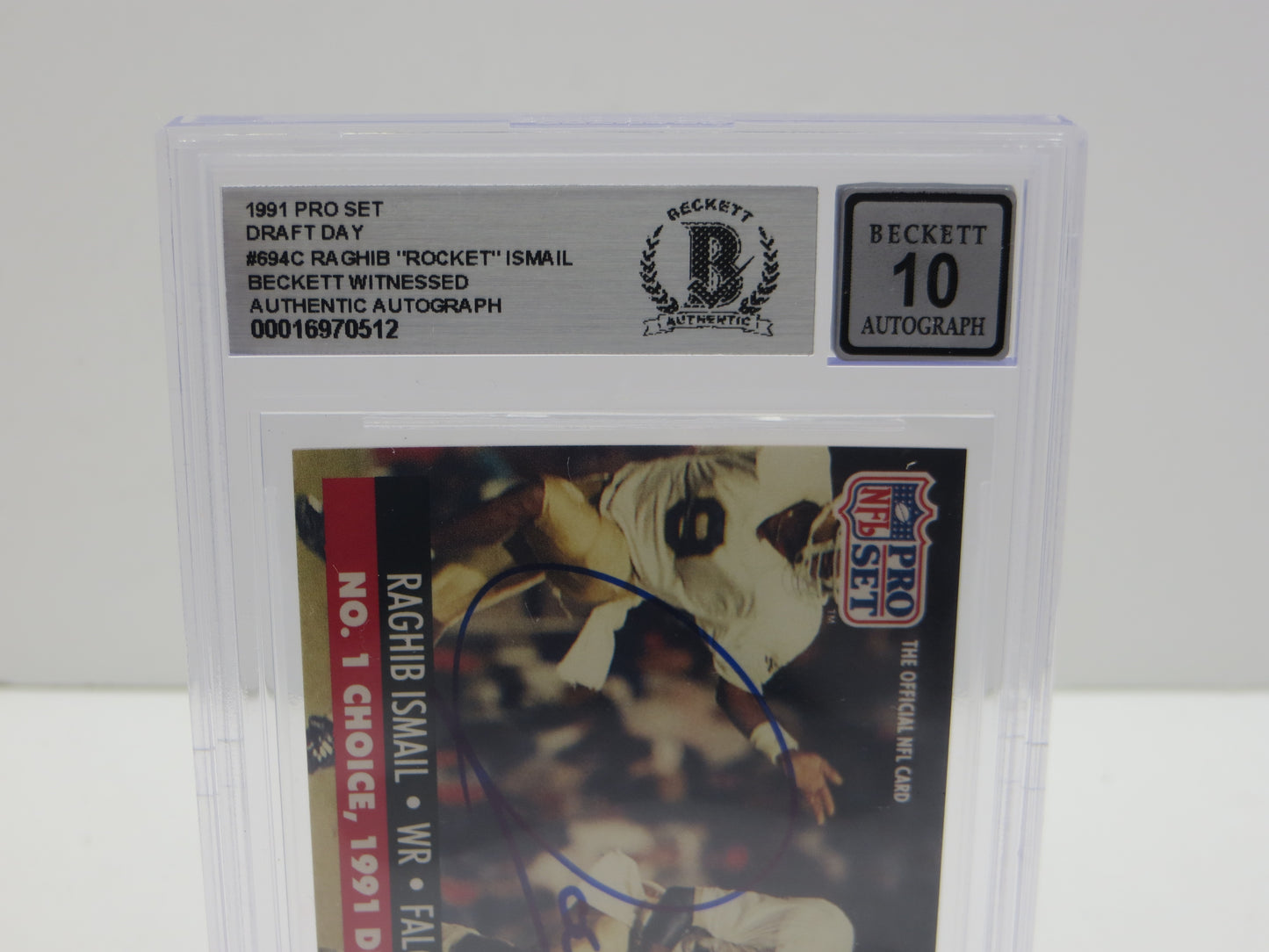 1991 PRO SET DRAFT DAY #694C RAGHIB "ROCKET" ISMAIL BGS AUTO 10