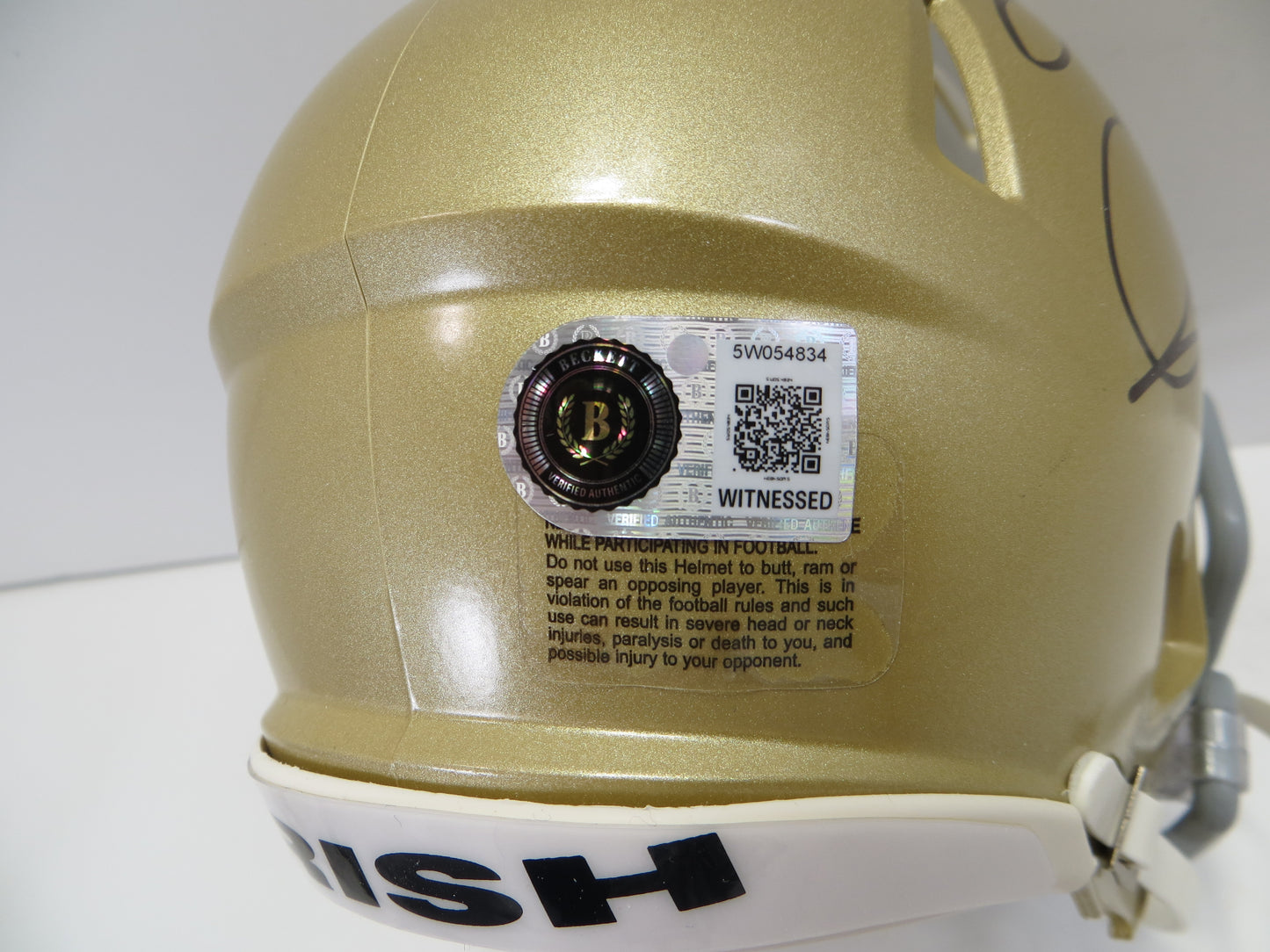 ROCKET ISMAIL TONY RICE SIGNED NOTRE DAME ND MINI HELMET w/88 Champs BAS