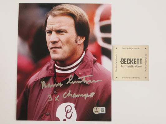 BARRY SWITZER OKLAHOMA OU SOONERS SIGNED 8x10 PHOTO w/3xChamps BAS COA