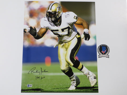 RICKEY JACKSON NEW ORLEANS SAINTS SIGNED 16x20 PHOTO w/HOF 2010 BAS COA