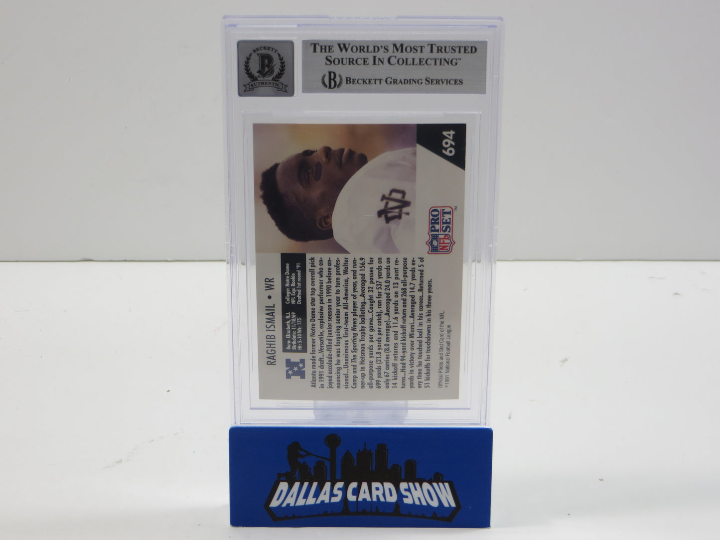 1991 PRO SET DRAFT DAY #694C RAGHIB "ROCKET" ISMAIL BGS AUTO 10