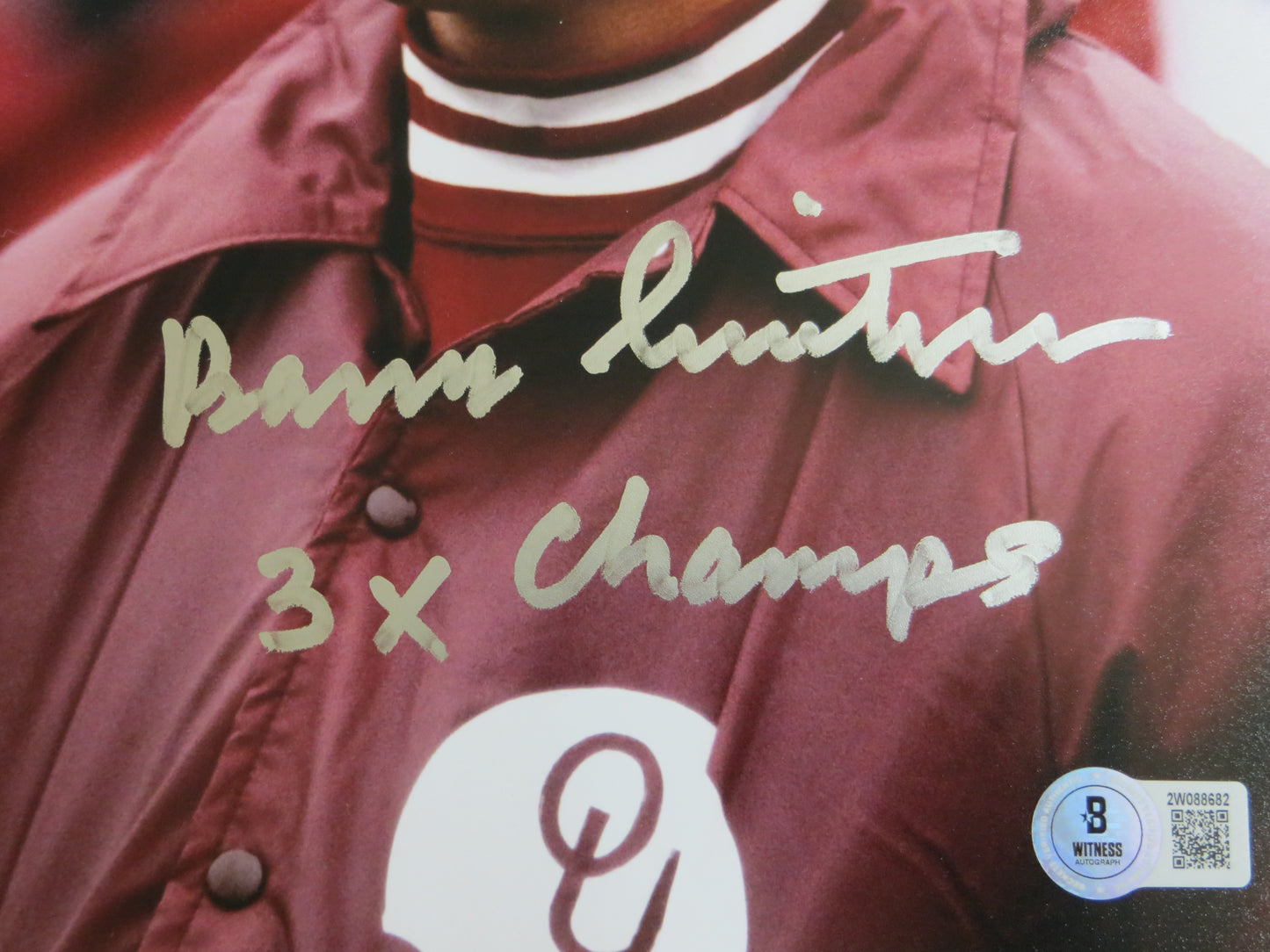 BARRY SWITZER OKLAHOMA OU SOONERS SIGNED 8x10 PHOTO w/3xChamps BAS COA