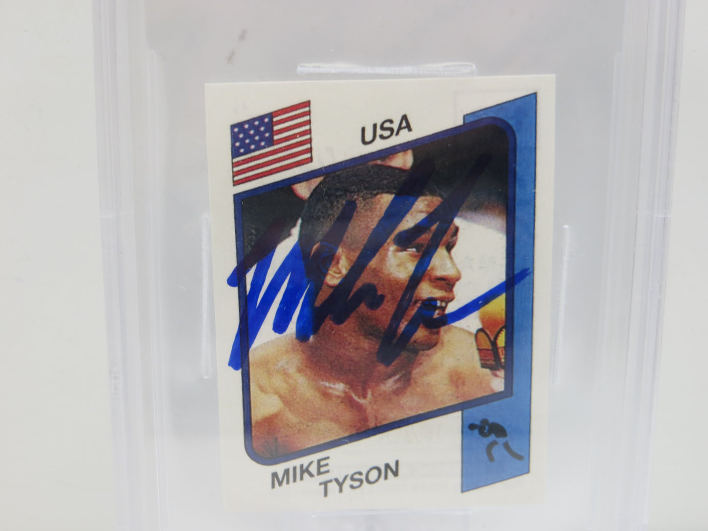 MIKE TYSON SIGNED 1986 Panini SuperSport REPRINT Card BGS BAS SLAB AUTO 10