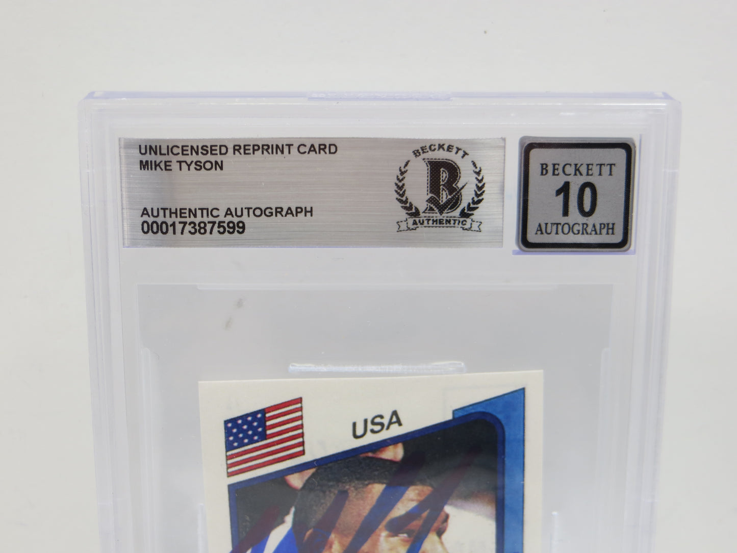 MIKE TYSON SIGNED 1986 Panini SuperSport REPRINT Card BGS BAS SLAB AUTO 10