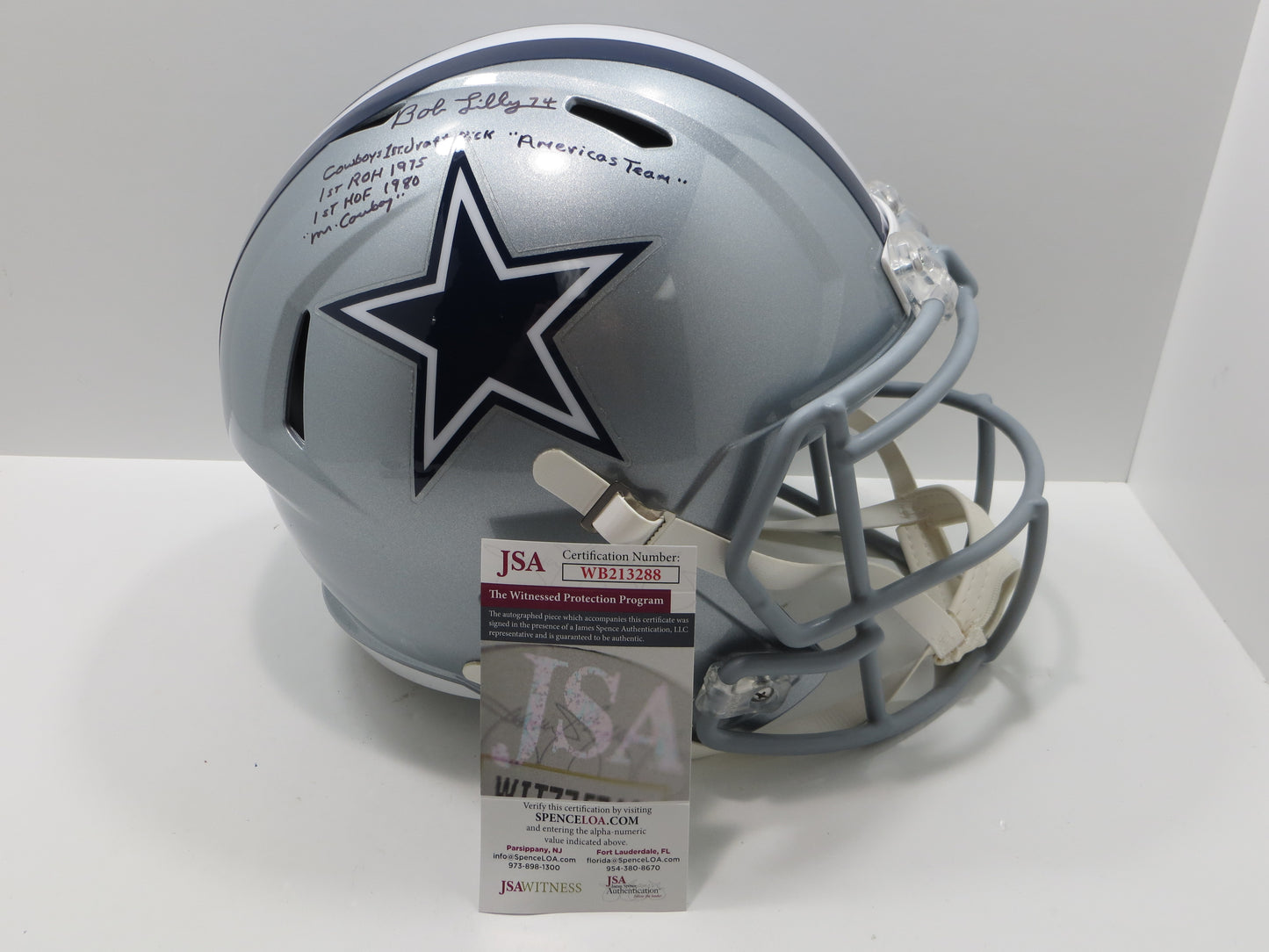 BOB LILLY SIGNED DALLAS COWBOYS RIDDELL FULL SIZE HELMET w/5 INSCs JSA COA