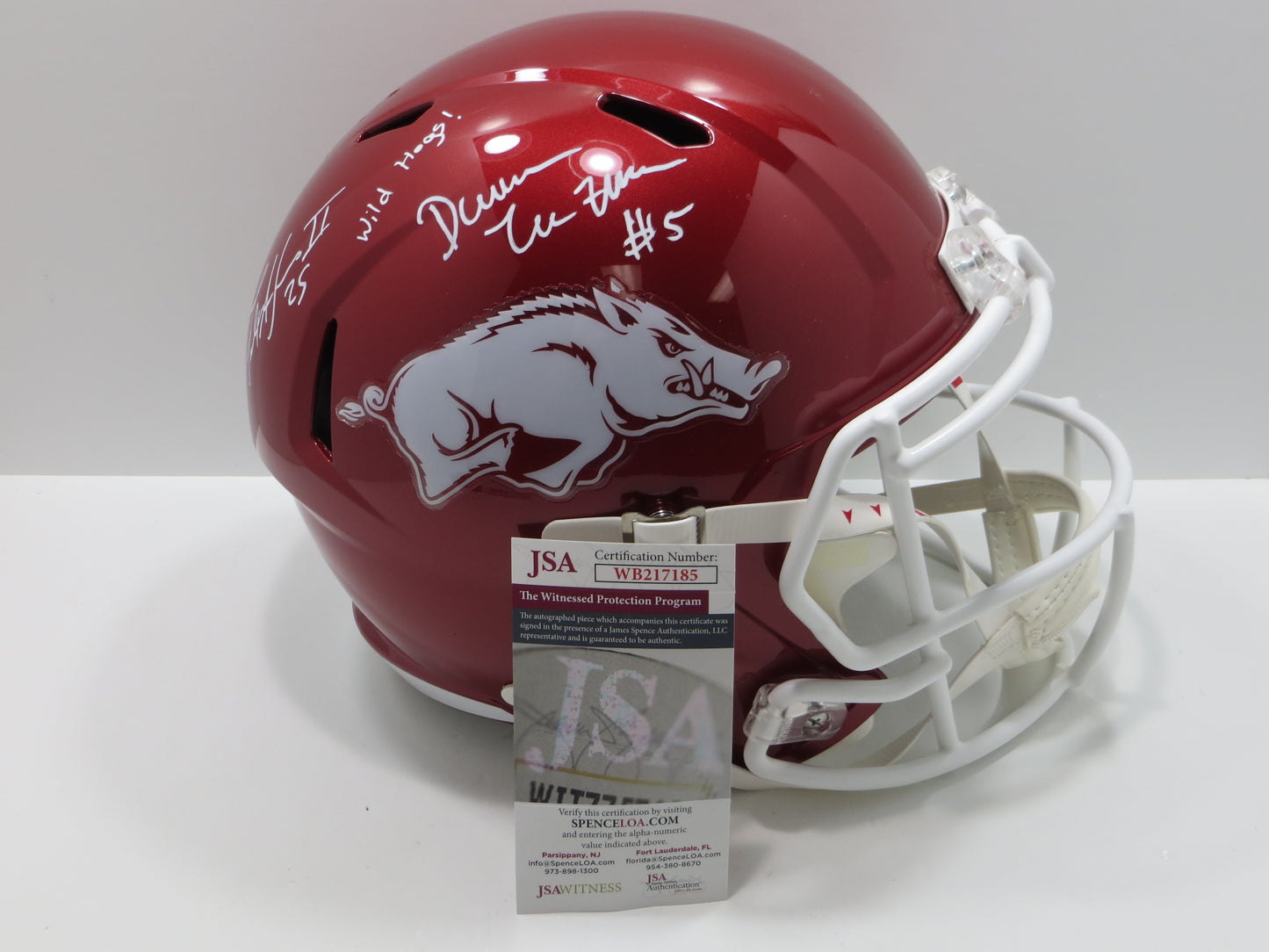 DARREN McFADDEN FELIX JONES SIGNED ARKANSAS RAZORBACKS HELMET w/WildHogs JSA