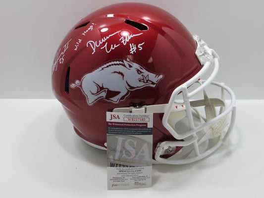 DARREN McFADDEN FELIX JONES SIGNED ARKANSAS RAZORBACKS HELMET w/WildHogs JSA
