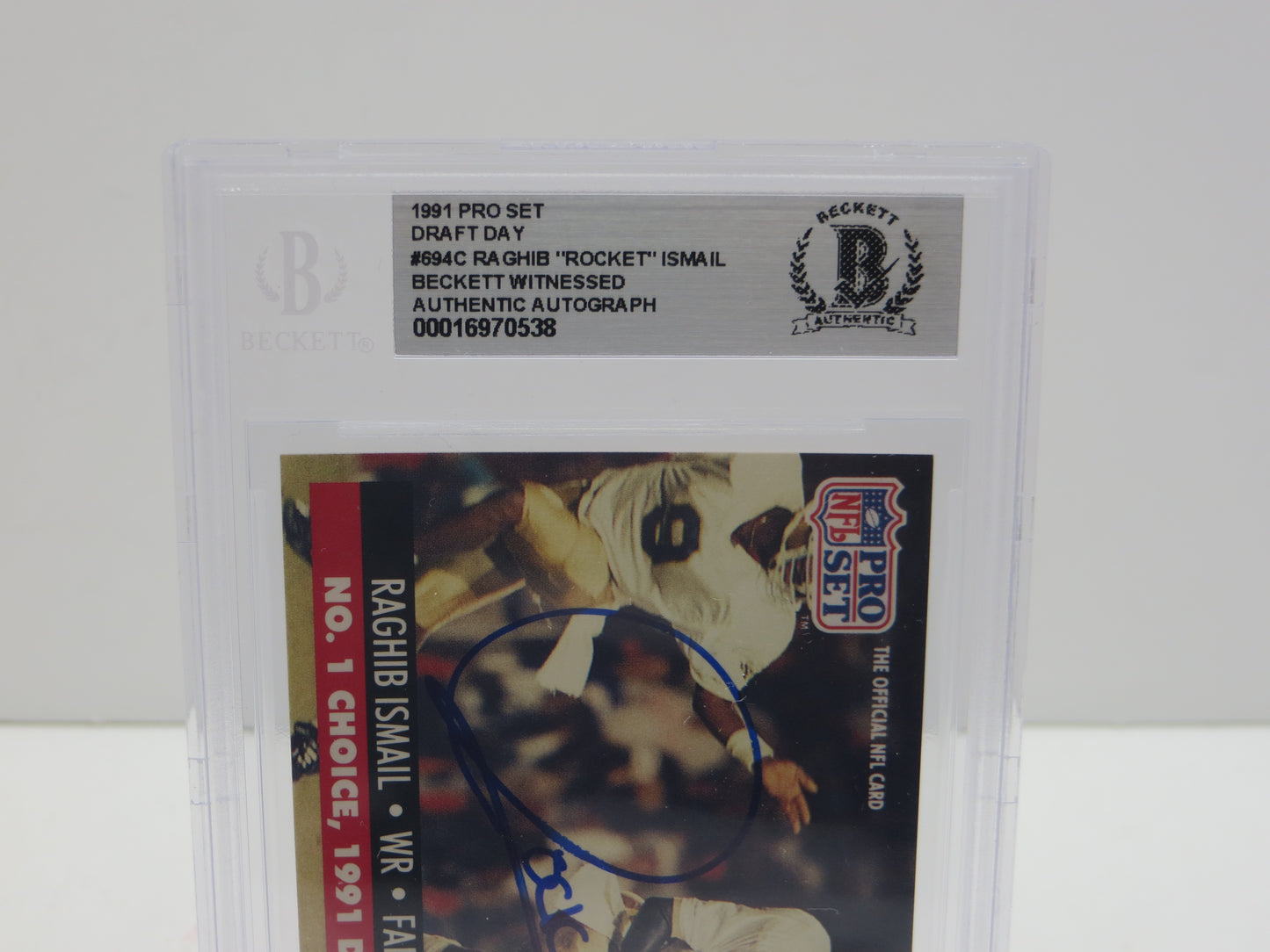 1991 PRO SET DRAFT DAY #694C RAGHIB "ROCKET" ISMAIL BGS AUTO