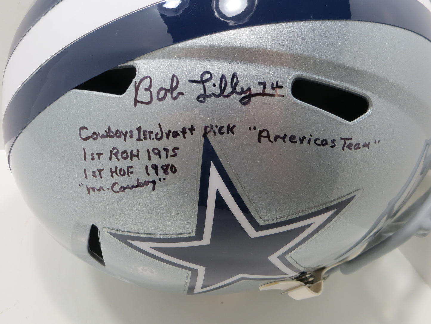 BOB LILLY SIGNED DALLAS COWBOYS RIDDELL FULL SIZE HELMET w/5 INSCs JSA COA