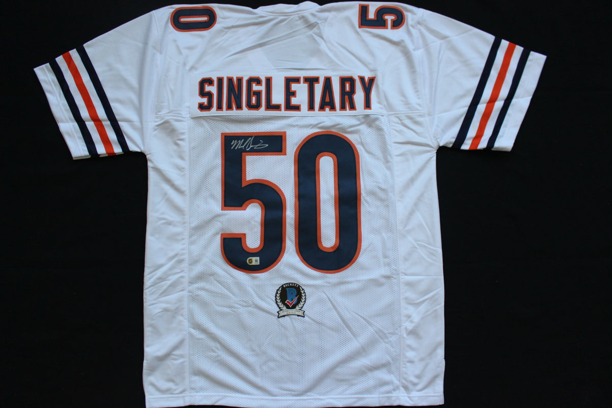 MIKE SINGLETARY CHICAGO BEARS SIGNED WHITE JERSEY Baylor Bears BAS COA