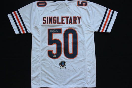 MIKE SINGLETARY CHICAGO BEARS SIGNED WHITE JERSEY Baylor Bears BAS COA