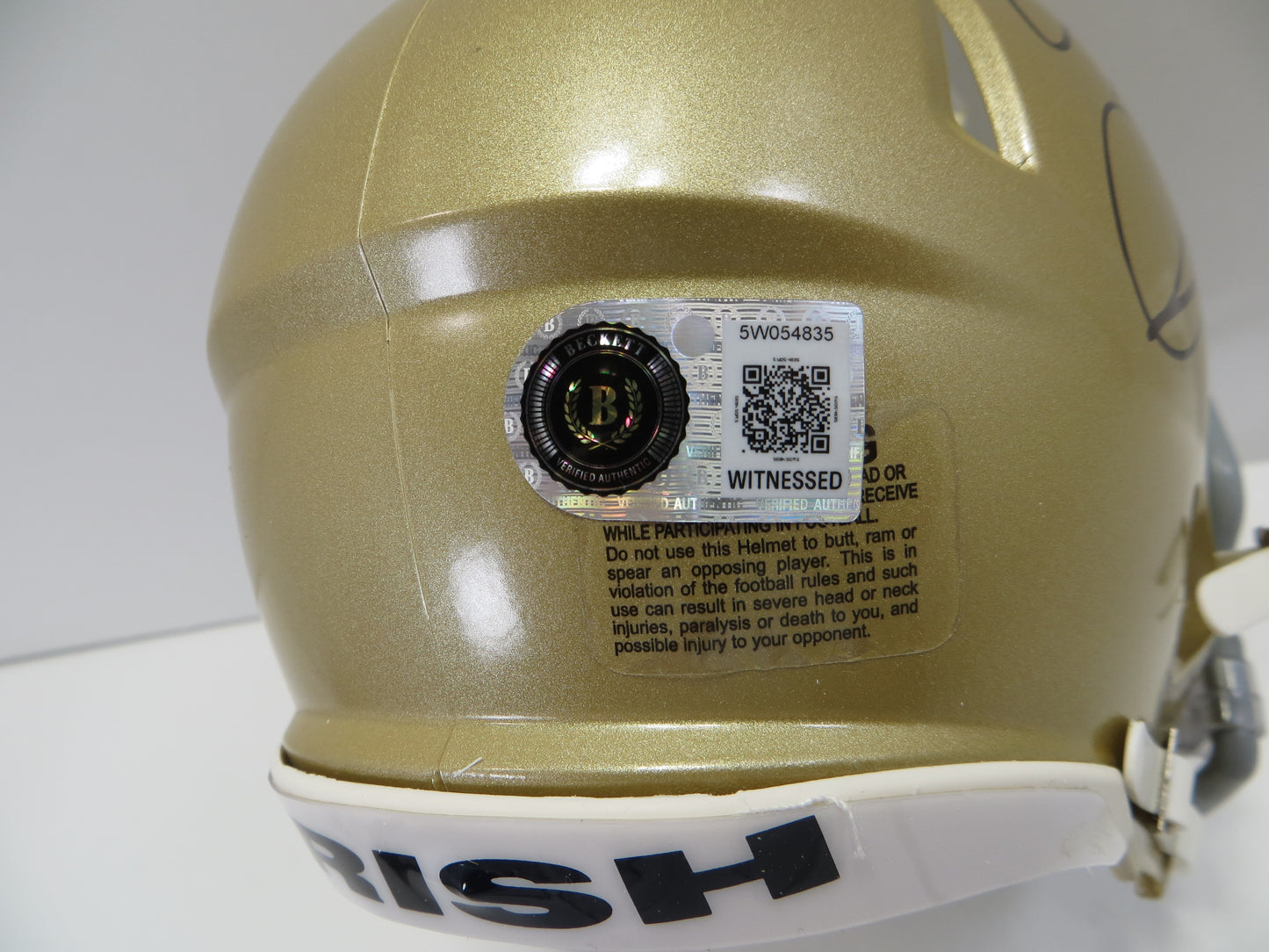 ROCKET ISMAIL TONY RICE SIGNED NOTRE DAME ND MINI HELMET w/88 Champs BAS