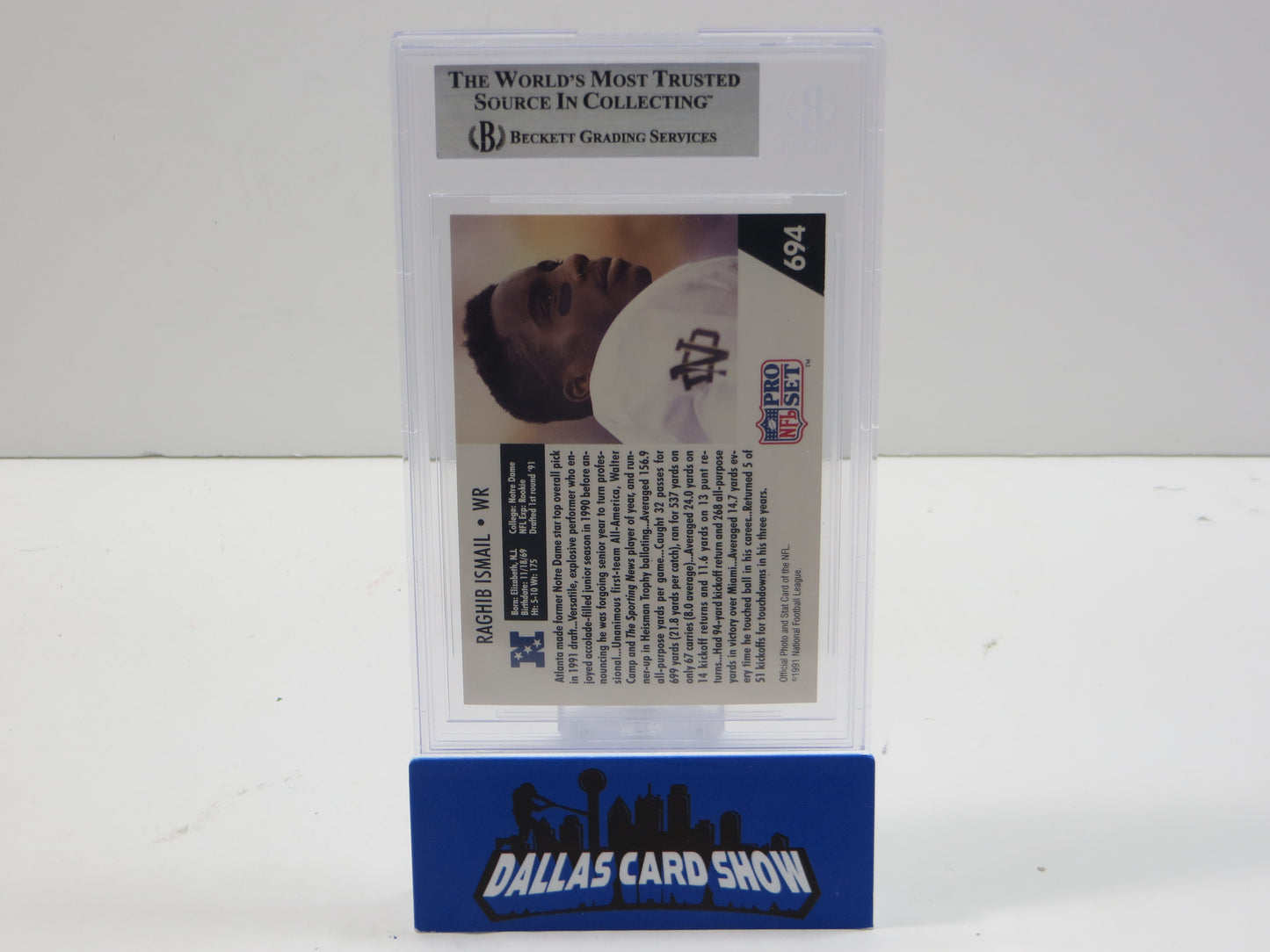 1991 PRO SET DRAFT DAY #694C RAGHIB "ROCKET" ISMAIL BGS AUTO