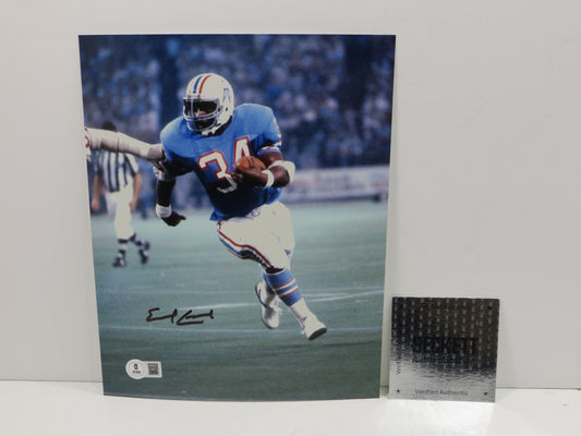 EARL CAMPBELL HOUSTON OILERS SIGNED 8x10 PHOTO LightBlue Uni BAS COA