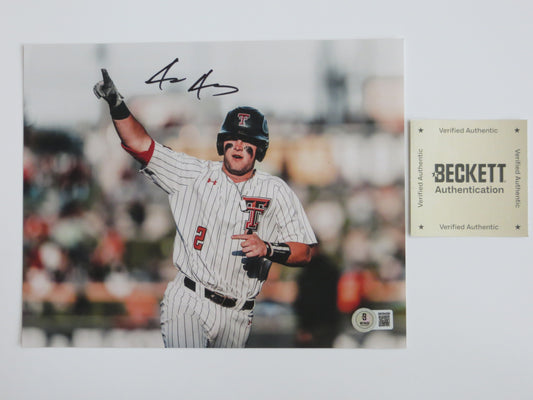 JACE JUNG TEXAS TECH RED RAIDERS SIGNED 8x10 PHOTO Home Run TIGERS BAS