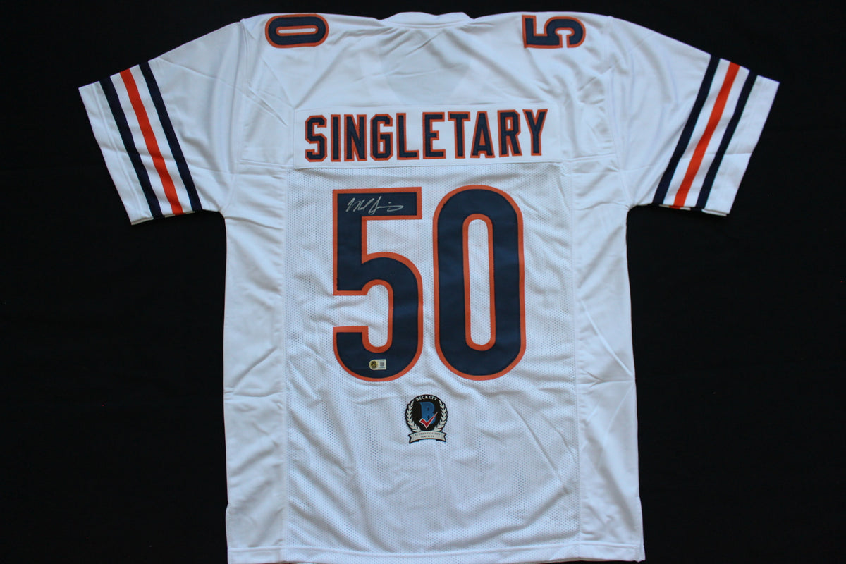 MIKE SINGLETARY CHICAGO BEARS SIGNED WHITE JERSEY Baylor Bears BAS COA