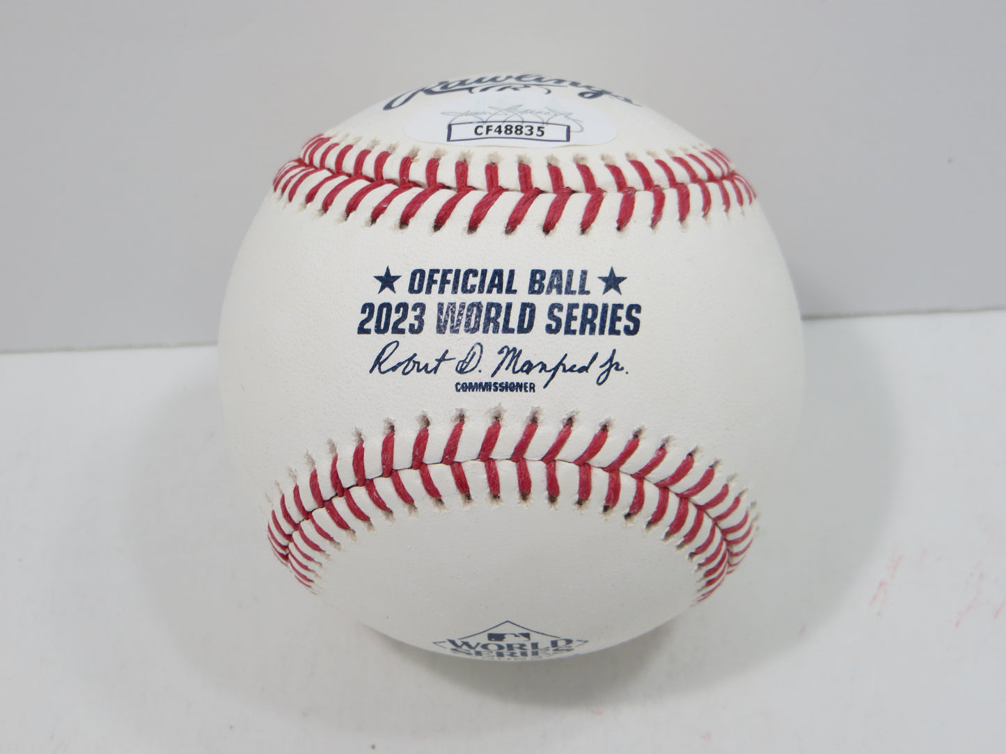 BRUCE BOCHY SIGNED Rawlings 2023 World Series BASEBALL w/INSC Texas Rangers JSA