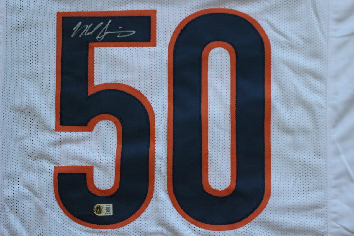 MIKE SINGLETARY CHICAGO BEARS SIGNED WHITE JERSEY Baylor Bears BAS COA