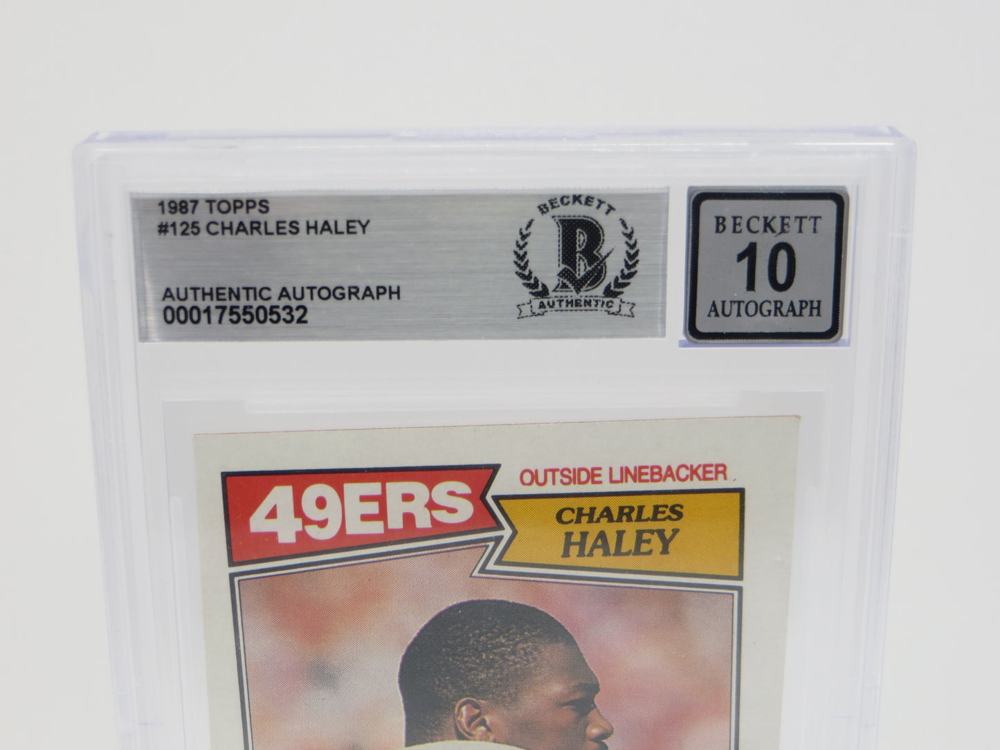CHARLES HALEY SIGNED 1987 TOPPS #125 COWBOYS 49ers BGS BAS SLAB AUTO 10