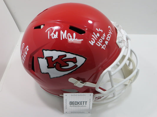 PAT MAHOMES SR. SIGNED Fullsize KANSAS CITY CHIEFS HELMET w/WhosYourDaddy BAS