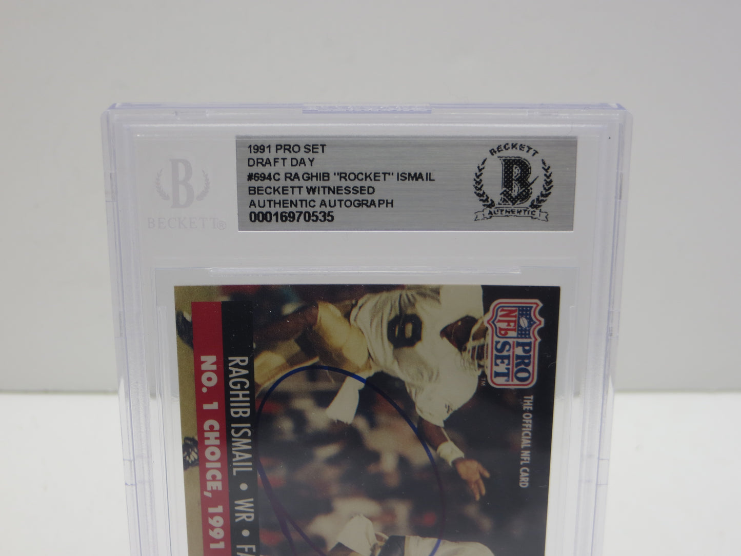 1991 PRO SET DRAFT DAY #694C RAGHIB "ROCKET" ISMAIL BGS AUTO