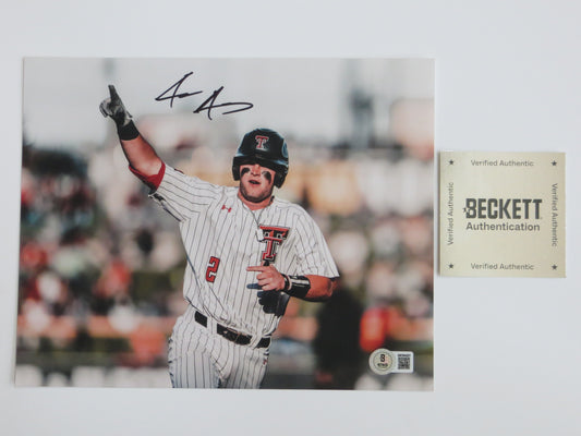 JACE JUNG TEXAS TECH RED RAIDERS SIGNED 8x10 PHOTO Home Run TIGERS BAS