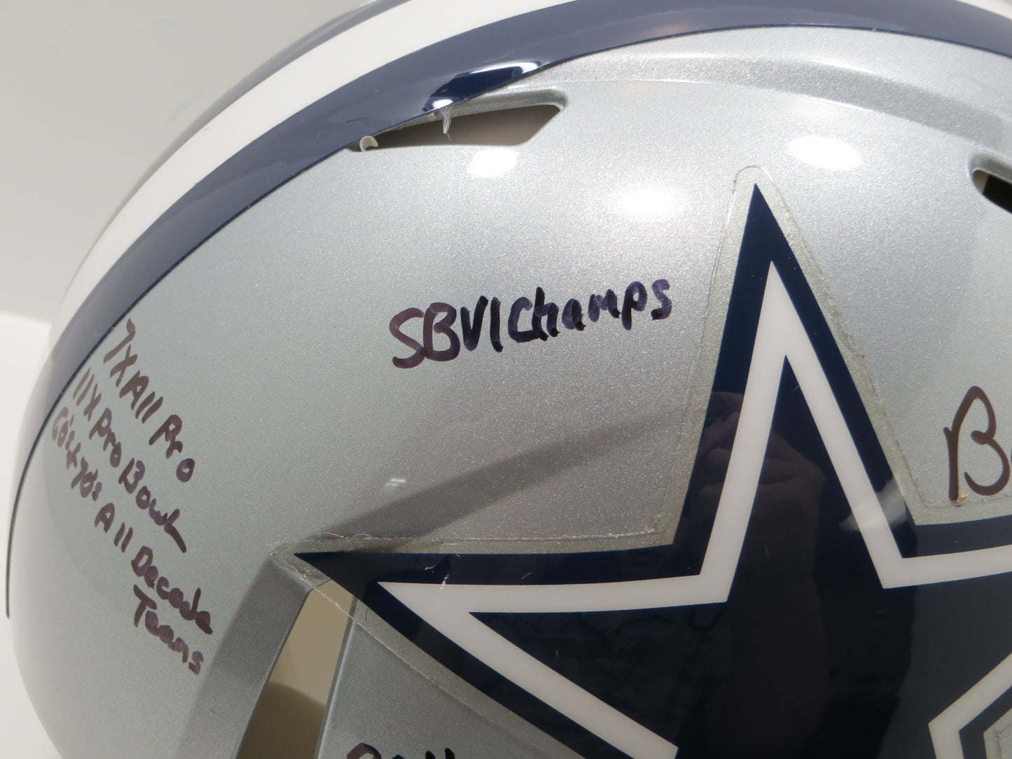 BOB LILLY SIGNED DALLAS COWBOYS RIDDELL FULL SIZE Authentic HELMET w10STATS BAS