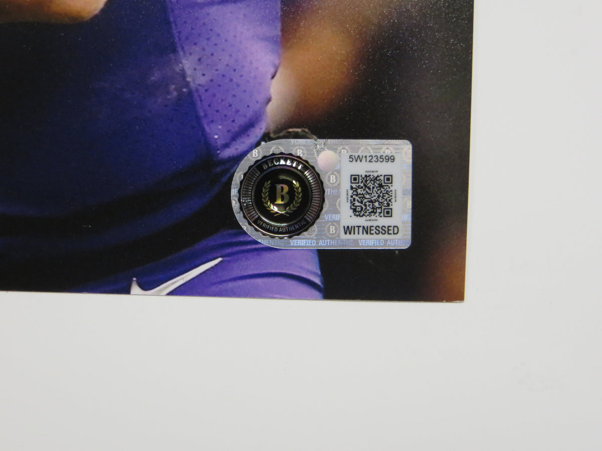 MAX DUGGAN TCU HORNED FROGS SIGNED Purple Jersey 8x10 PHOTO BAS