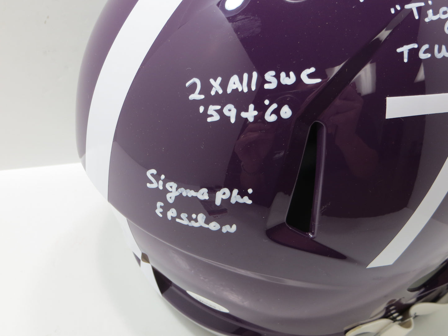 BOB LILLY SIGNED TCU HORNED FROGS #72 FULL SIZE HELMET w/MULTI INSCs JSA COA