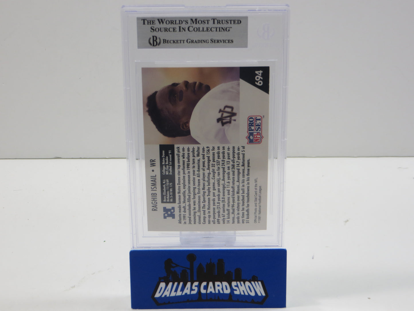 1991 PRO SET DRAFT DAY #694C RAGHIB "ROCKET" ISMAIL BGS AUTO