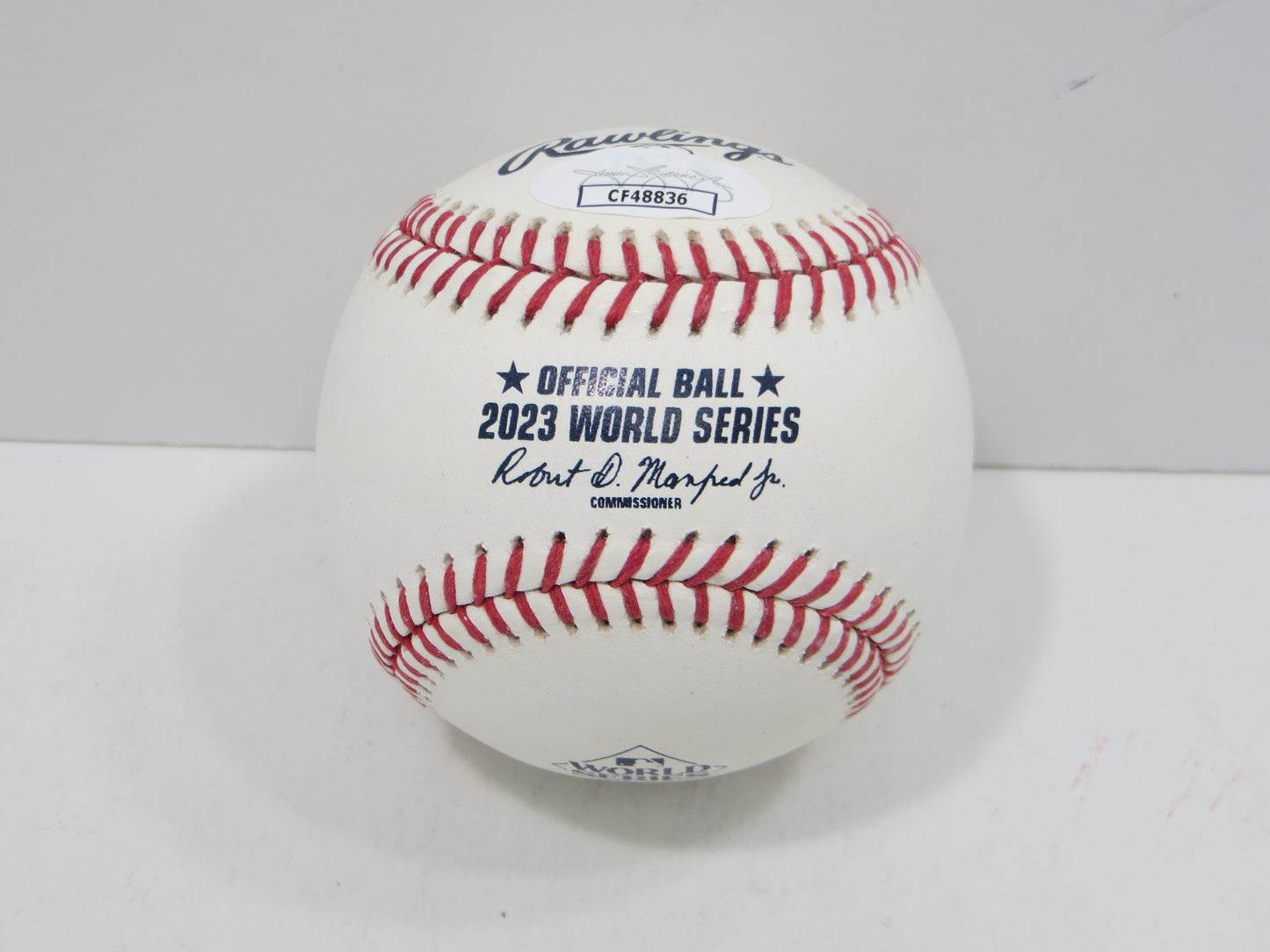 BRUCE BOCHY SIGNED Rawlings 2023 World Series BASEBALL w/INSC Texas Rangers JSA