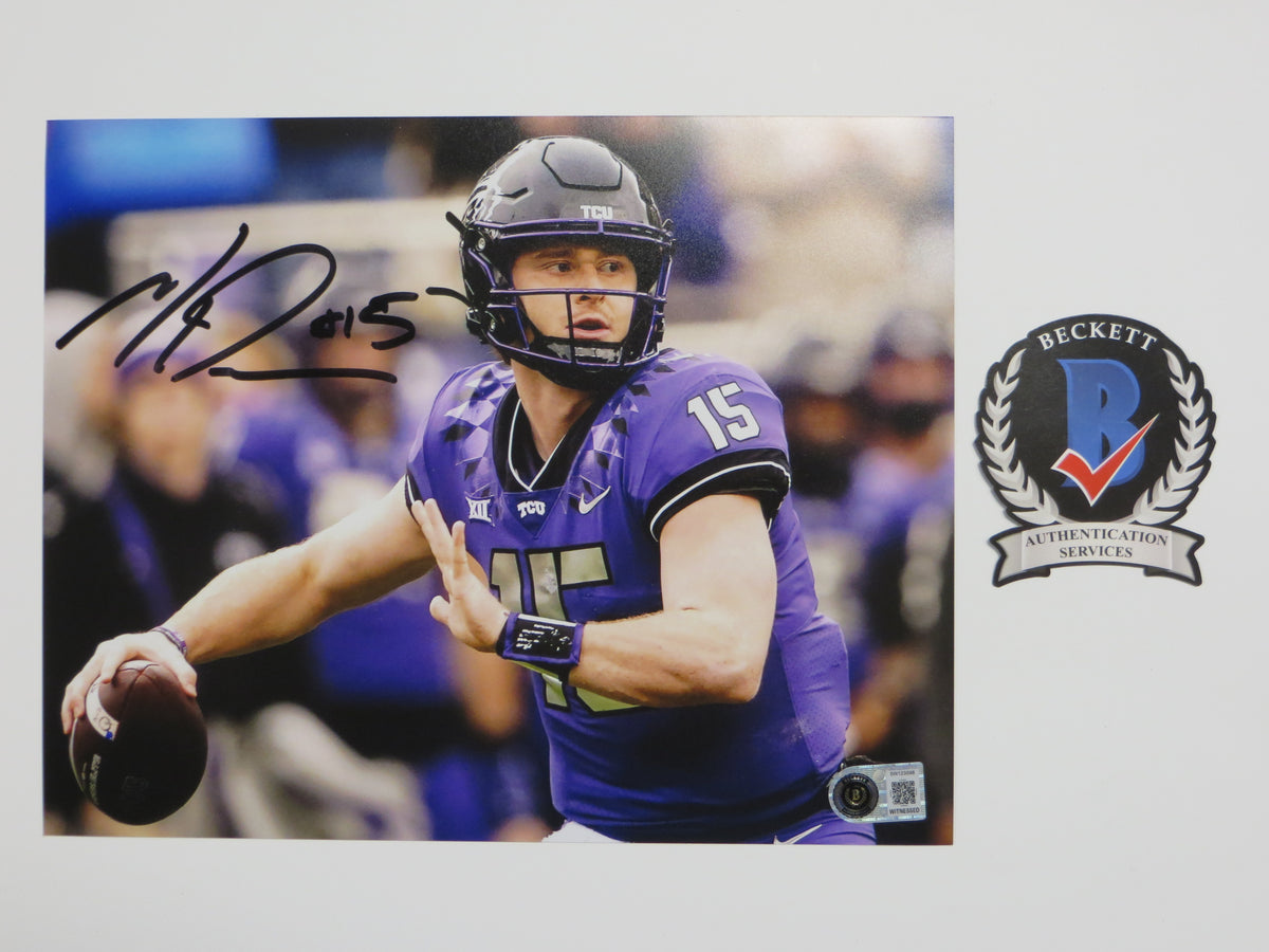 MAX DUGGAN TCU HORNED FROGS SIGNED Purple Jersey 8x10 PHOTO BAS