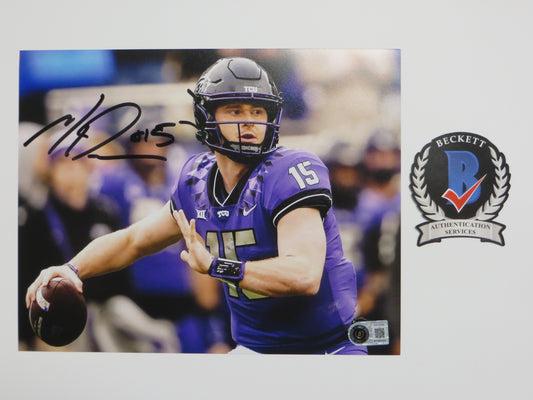 MAX DUGGAN TCU HORNED FROGS SIGNED Purple Jersey 8x10 PHOTO BAS