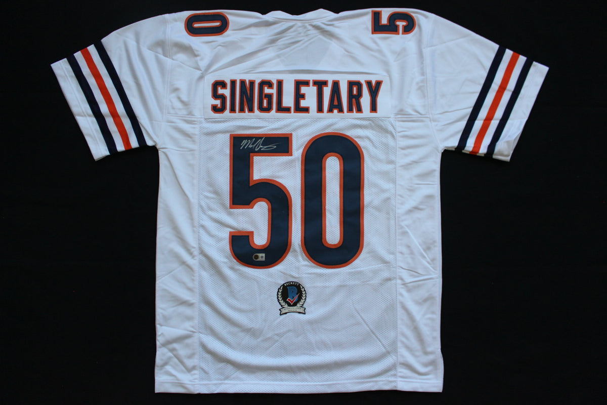 MIKE SINGLETARY CHICAGO BEARS SIGNED WHITE JERSEY Baylor Bears BAS COA