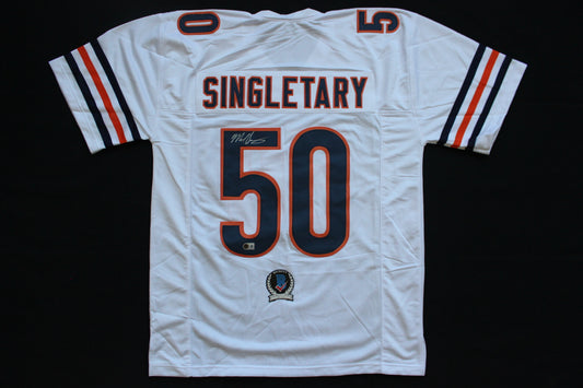 MIKE SINGLETARY CHICAGO BEARS SIGNED WHITE JERSEY Baylor Bears BAS COA