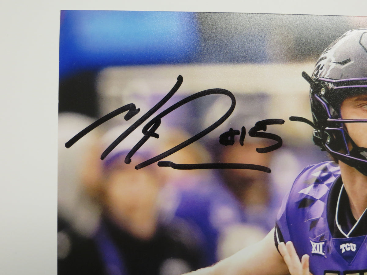 MAX DUGGAN TCU HORNED FROGS SIGNED Purple Jersey 8x10 PHOTO BAS